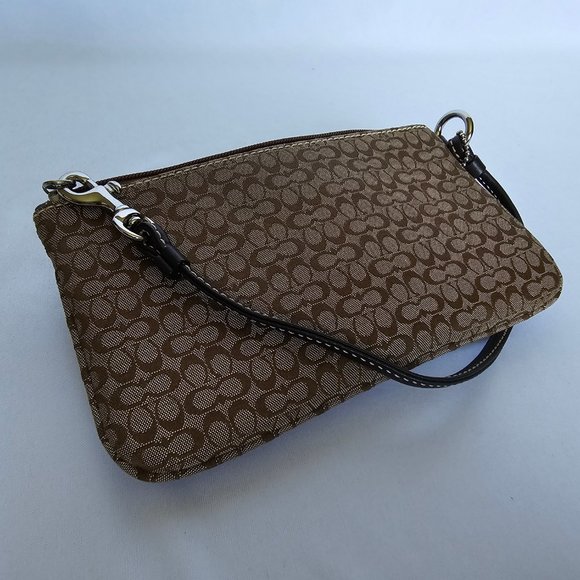Coach Tan and Brown Wristlet Clutch - Picture 9 of 14
